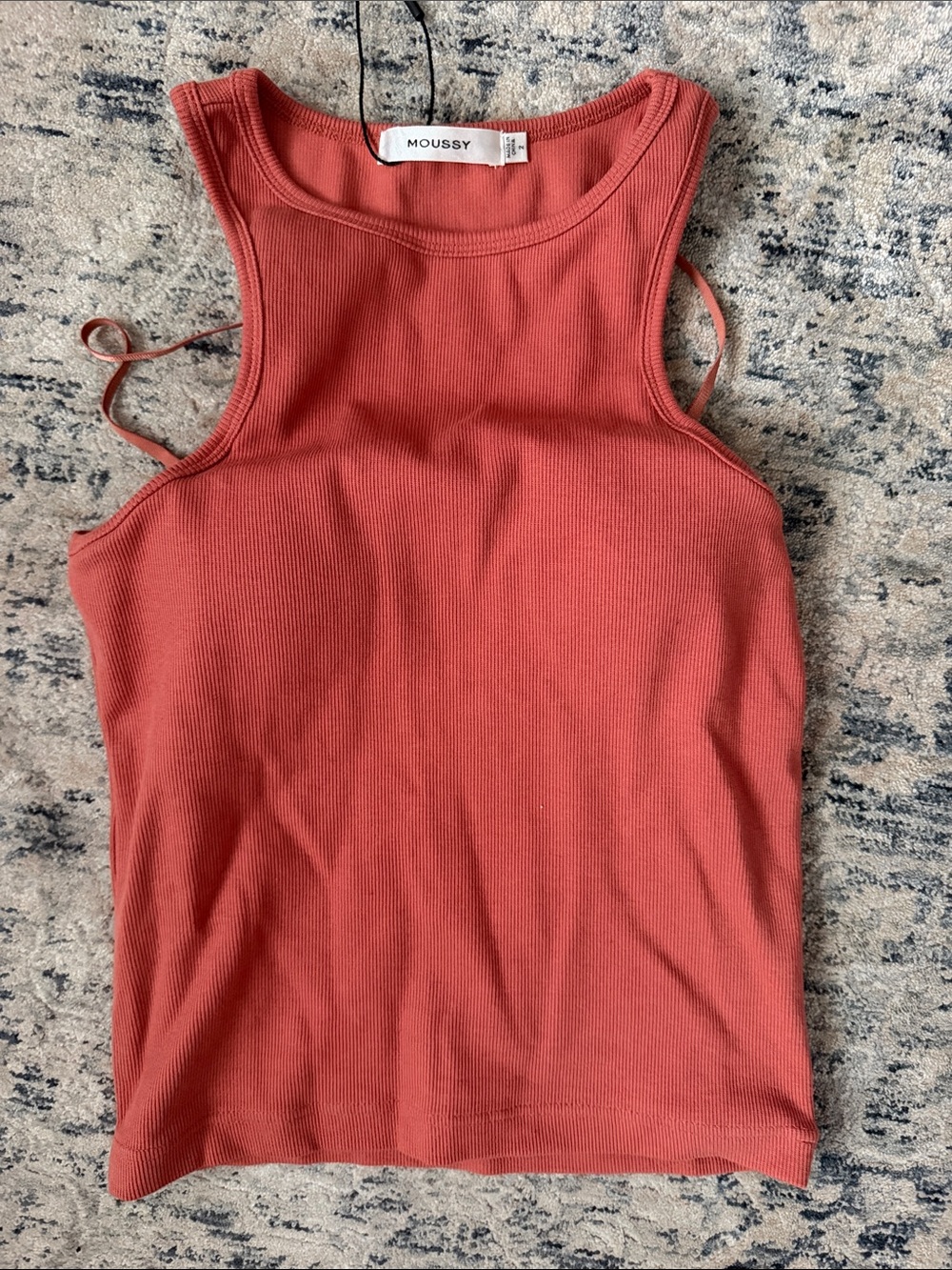 Moussy Ribbed Tank Top in Coral